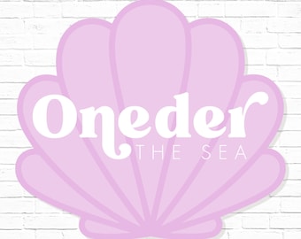 Oneder The Sea Sign - Printable Purple  Boho Seashell 1st Birthday Party Table Decor - Mermaid Let's Shellebrate Under The Sea Print - 0081