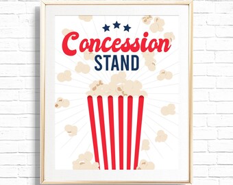 Znak stoiska koncesyjnego - Wydrukowany Popcorn Baseball Urodziny Dekoracja stołu Jedzenie - Debiutant Roku - Wydruk Drużyny Sportowej - 0053
