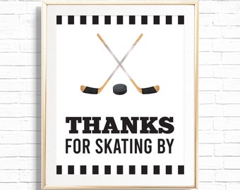 Hockey Thank you Sign - Printable The Great One First Birthday Party favor Table Decor - Sports Team Print - Slap Shot Boy 1st - 0095