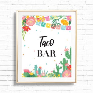 Fiesta Taco Bar Sign - Printable First Fiesta Taco &#39;Bout A Party 1st Birthday Party Decor - Mexican Cinco De Mayo Art Print - 0072