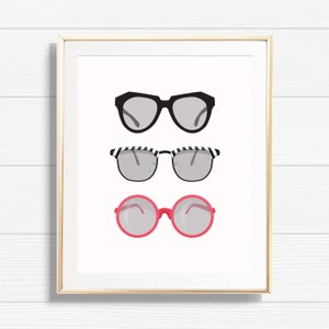 Set of 3 Stylish Sunglasses Art Print - Printable Fashion - Closet Vanity Home Decor - Chic Office Beauty Gallery Wall Decor - BMG