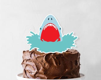Requin de gâteau - décoration de gâteau Fintastic imprimable requin semaine - Under The Sea Boys 1er anniversaire - déco de fête attaque de requin - 0076