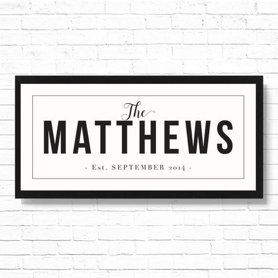 Custom Family Last Name Farmhouse Style Home Decor Art Print - Printable Bold font Monogram 19.75x9 Wall Sign Fitted for Ikea Ribba Frame Il_570xn