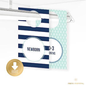 Nautical Baby Closet Dividers - Baby Clothes Divider - Closet Organizer - Baby Shower Gift - Instant Download