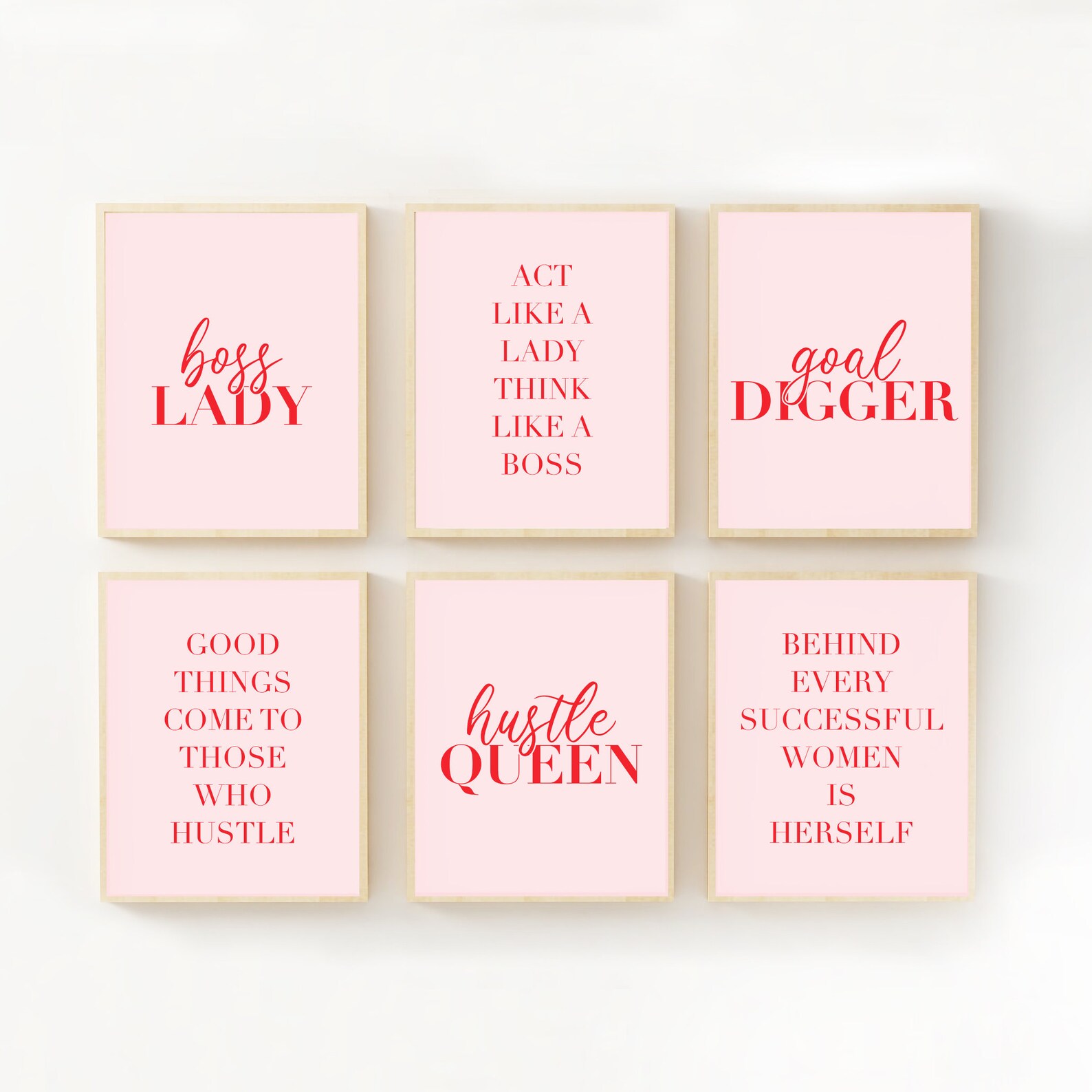 Girl Boss Office Decor Art Print Set - Printable Pink & Red Boss Lady ...