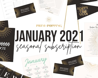 New Years Eve Printable Bundle - January Seasonal & Holiday Art Prints and Home Decor -  Monthly Mantel Wall Art - JAN2021
