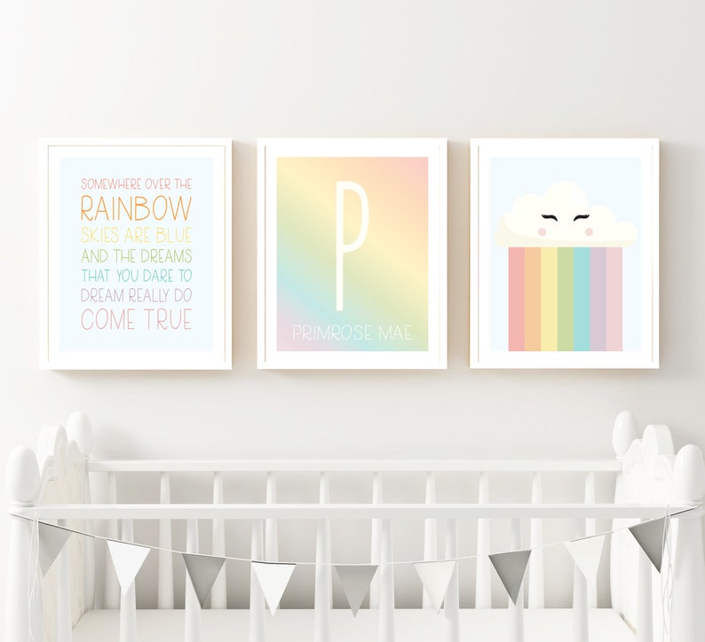 Rainbow Nursery Art Print Set Nursery Gallery Wall Etsy