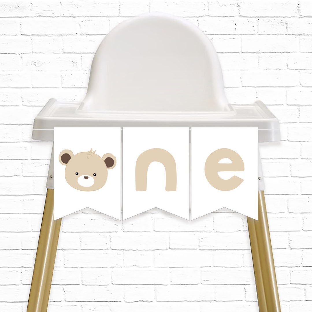Bear Highchair Banner - Printable Beary First 1st Birthday ONE Bunting ...