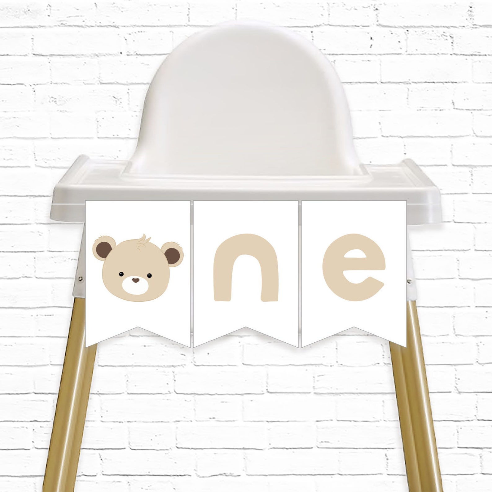 Bear Highchair Banner - Printable Beary First 1st Birthday ONE Bunting ...