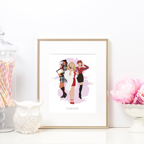 Clueless Art Print - Printable Fashion Minimalistic Illustration Poster - Cher Dionne Tai Movie Wall Sign - Ugh As If Home Decor - Digital Il_570xn