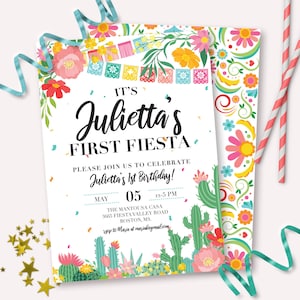 Fiesta Birthday Invitation - Printable First Fiesta 1st Taco Bout a Birthday Party Invite - Customizable Mexican Cinco De Mayo Cactus - 0072