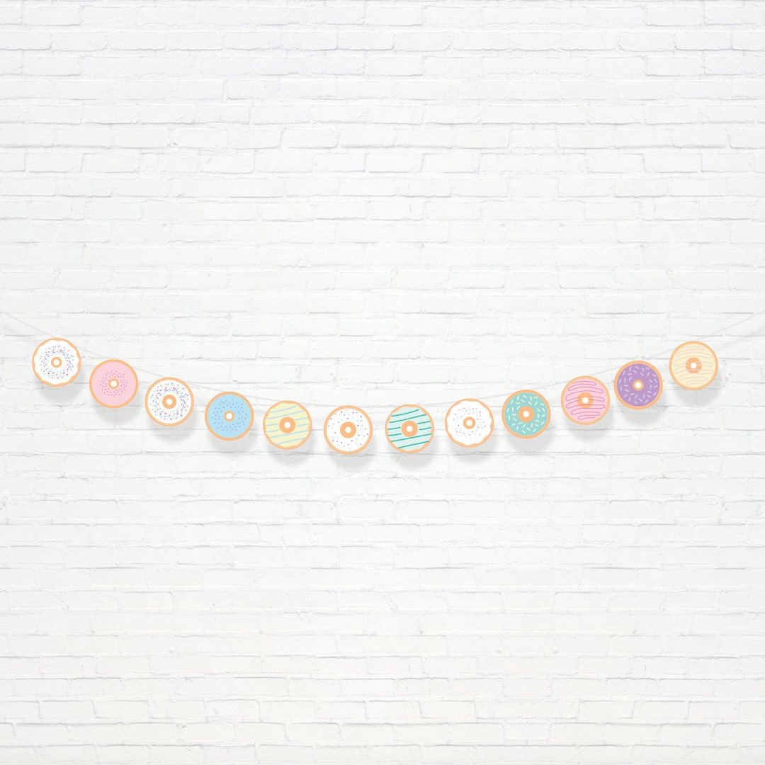 Pastel Donut Party Garland - Printable Doughnut Decor - Donut Party ...