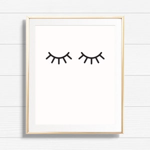 Cute Sleep Eyelashes Art Print - Printable Eye Lashes Beauty Makeup Home Decor - Chic Office Fashion Gallery Wall - BMG