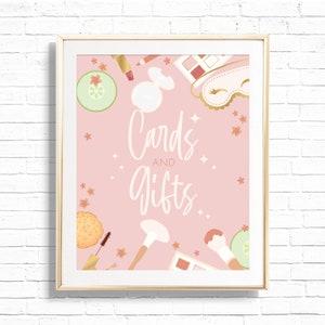 Placa de Cartões e Presentes - Spa e Maquiagem para Imprimir Beleza Glamour Festa de Aniversário Impressão - Noite das Meninas na Festa Temática - Download instantâneo - 0041