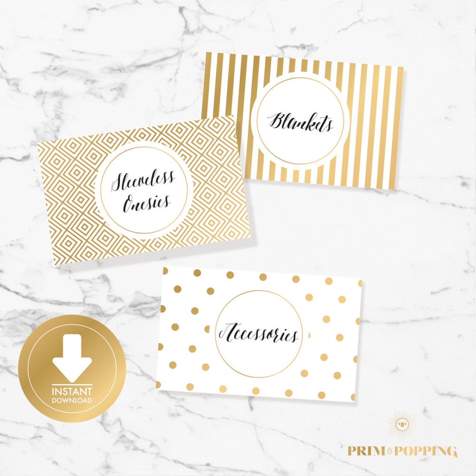 Gold Baby Drawer Divider Labels Printable Baby Labels Etsy