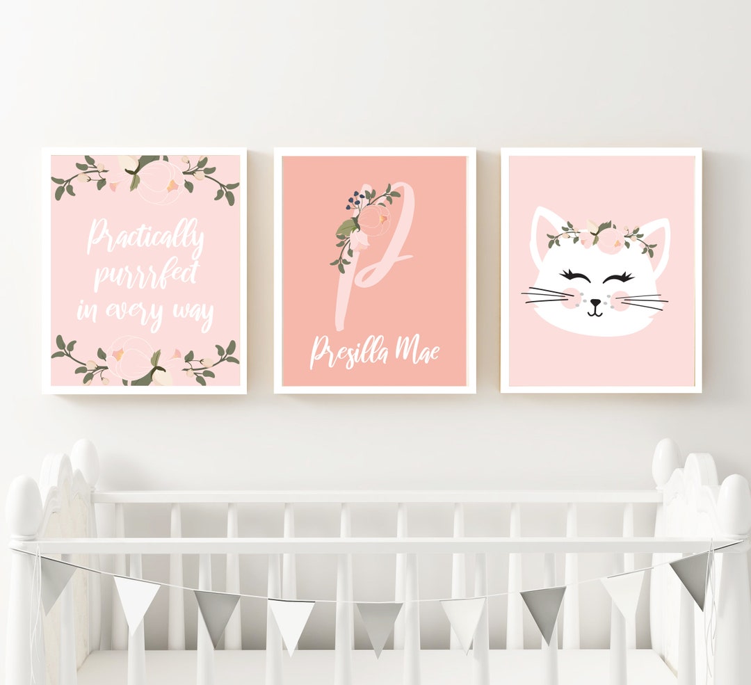 Kitty Cat Nursery Art Print Set - Printable Practically Purrrfect in ...