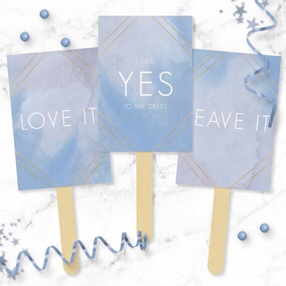 Say YES to the Dress Signs Dusty Blue Gold Geometric Printable I