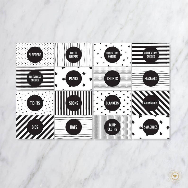 Modern Black Baby Drawer Divider Labels Printable Baby Etsy