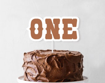 One Rodeo Cake Topper - Printable My First Rodeo Wester Cake Banner - Cowboy Cowgirl Centrepiece Birthday Party - How the West was One -0181