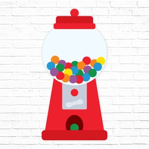 Gumball Machine Centrepiece - Printable Classic Red Bubble Gum Machine cut out - Candy Land Birthday Party Decor - Bubble Gum sign - 0011
