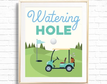 Golf Drink Schild - Wasserstelle zum Geburtstag - Hole In One Golf Par-tee Geburtstags-Trinkstation Tischdekoration - Golf Mini Putt Party - 0080