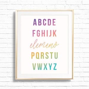 Rainbow Alphabet Nursery Art Print - 8x10 Printable ABC elemeno Kids Room Wall Decor - ABC Playroom Gallery Wall Art - Kids and Baby Poster