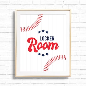 Locker Room Sign - Printable Baseball First Birthday Party Bathroom Door Decor - Sports Team Print - Home Run Boy 1st - 0053
