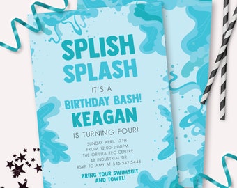Pool Party Invitation - Printable Splish Splash Birthday Invite - Summer Beach Swimming Bash - Swim Recreation Center Party Decor - 0020