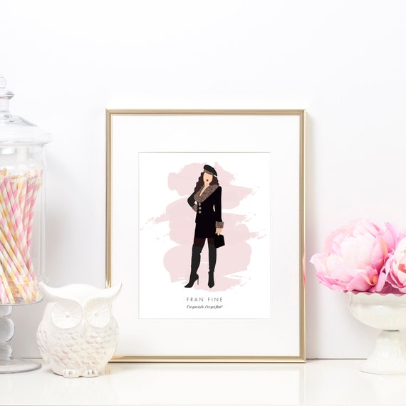 Fran Fine The Nanny Tv Show Fashion Illustration Wall Art Print - Printable I've Got Style! I've Got Flair! Home Decor Poster- Fran Drescher Il_570xn