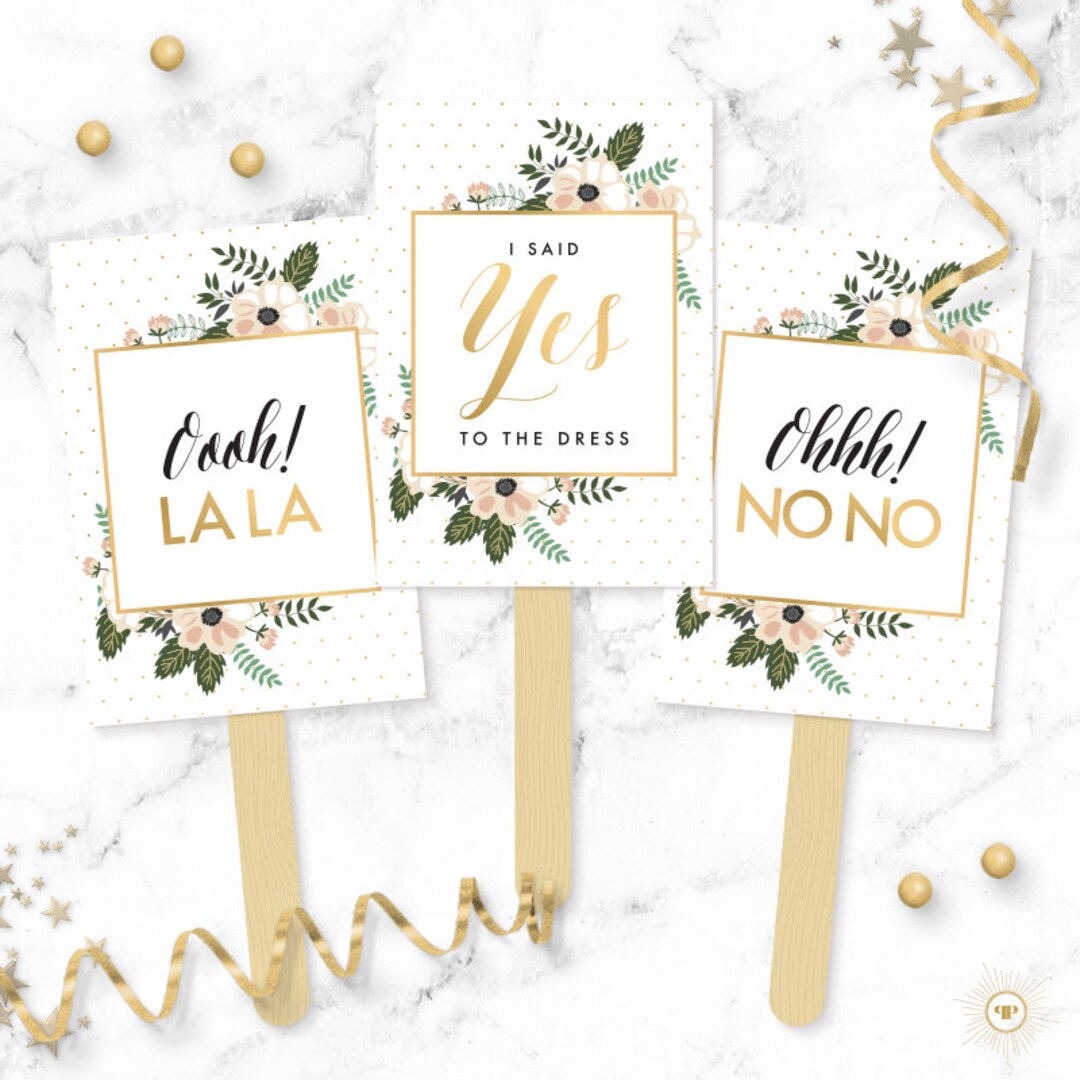 Say YES to the Dress Signs Floral & Gold Polka Dots Printable I Said