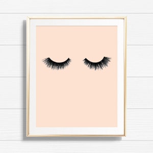 Eyelash Art Print - Printable Pink Lashes Beauty & Makeup Home Decor - Mascara Print - Chic Office Fashion Gallery Wall Decor - BMG