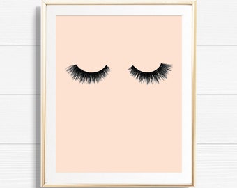 Eyelash Art Print - Printable Pink Lashes Beauty & Makeup Home Decor - Mascara Print - Chic Office Fashion Gallery Wall Decor - BMG