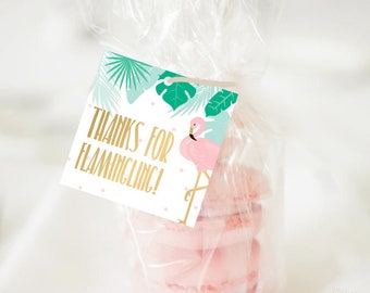 Let's Flamingle Favor Tags - Druckbare Geschenketiketten - Flamingo & Palmblatt Favor Tags - Instant Download - 0017