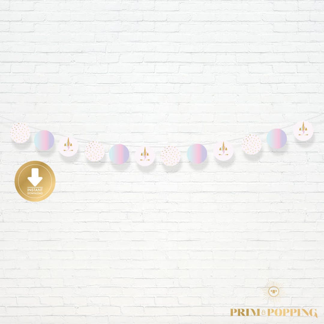 Unicorn Garland - Printable Rainbow Pastel Unicorn Decor - Unicorn ...