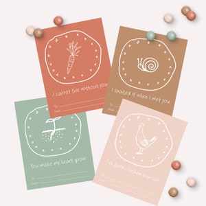 Valentine&#39;s Day Boho Natural Farm Cards - Printable Boho Barn Kids Classroom Valentines Gift - Valentine puns DIY Tag - Instant- Cookie Card