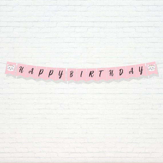 Kitty Cat Birthday Party Banner - Printable Kitten meow ONE Bunting Banner - Kitty First Birthday Party Decor - KCP1 Il_570xn