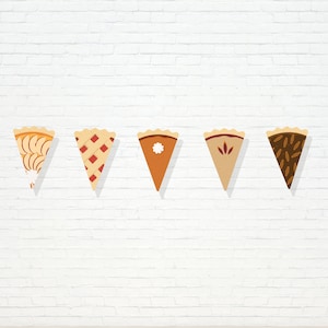 Pie Slice Banner - Printable Thanksgiving Pumpkin Pie First Birthday Party Bunting Garland - Autumn Harvest Birthday Party Decor - 0105