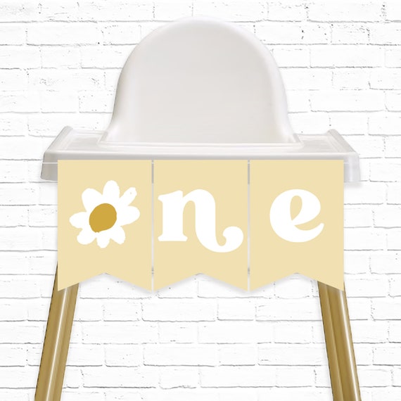 Daisy Highchair Banner - Printable Boho Yellow Daisies ONE 1st Birthday Party Bunting Banner - 70s Flower Power Birthday Party Decor - 0010 Il_570xn