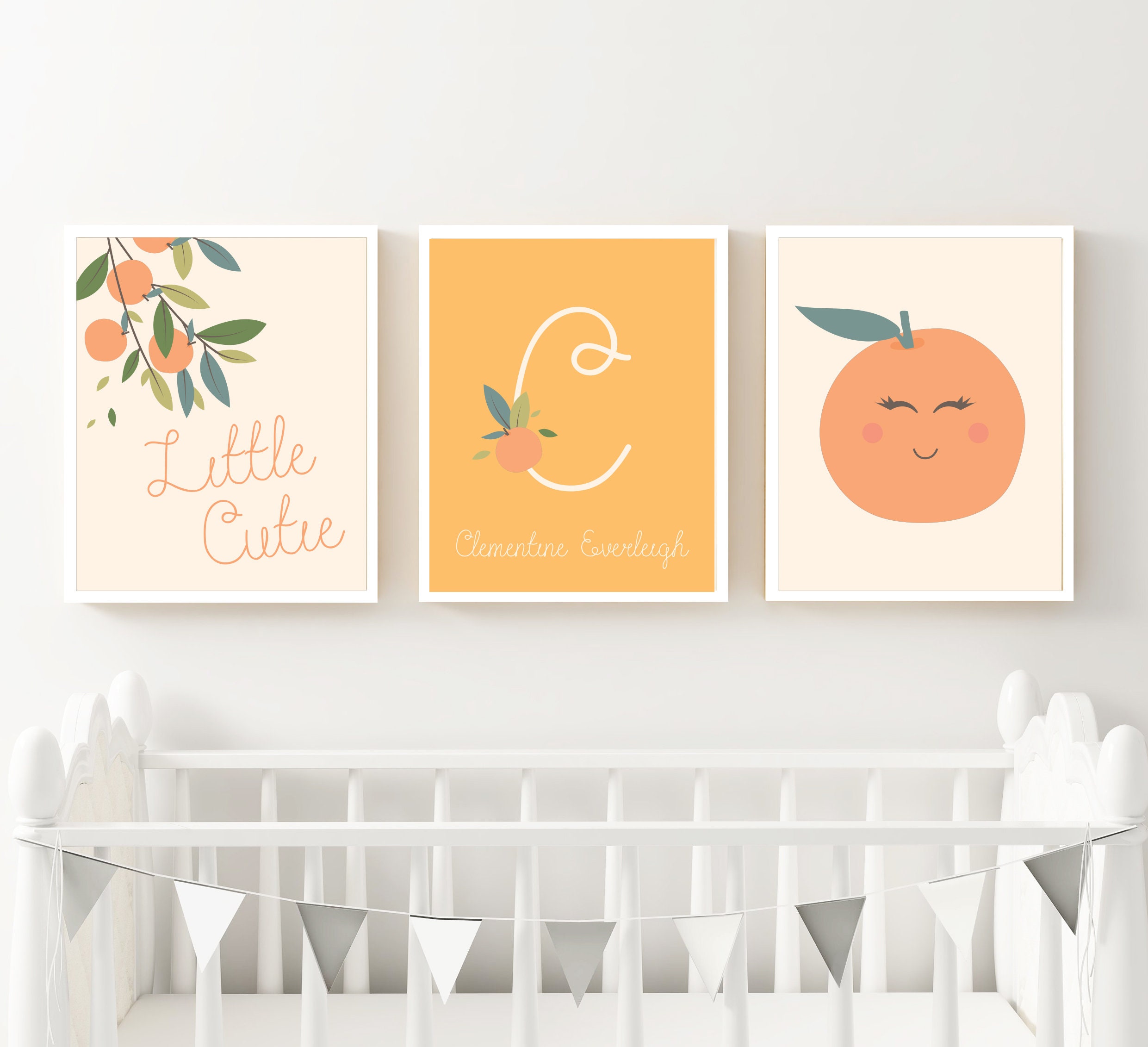Orange Clementine Nursery Art Print Set Printable Little Etsy