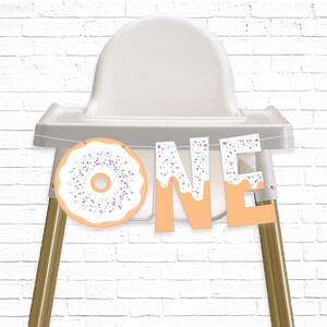 Pastel Donut Party 1st Birthday Highchair Banner - Printable Donut Grow Up ONE Bunting Banner - Donut Decor - Instant Download - 0015