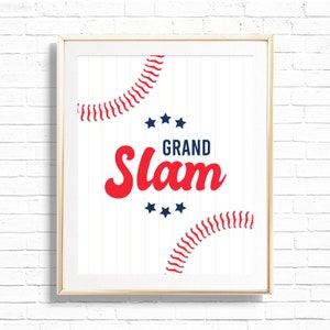 Grand Slam Sign - Printable Baseball First Birthday Party Food Table Decor - Sports Team Print - Home Run Boy 1st - 0053