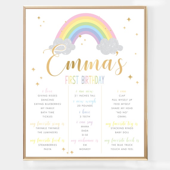 Rainbow Spots Milestone Birthday Poster Printable First 