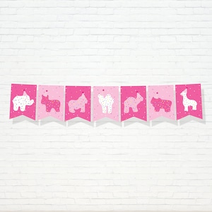 Circus Animal Banner  - Printable Pink Frosted Animal Cookie 1st Birthday Party Garland - Party Animal Cracker Party Decor - 0068