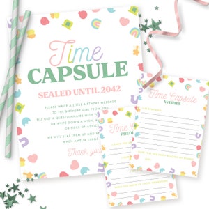 Lucky Charms Time Capsule - Afdrukbare Lucky One Eerste 1e verjaardag Party Time Capsule Voorspelling Notitiekaarten - Marshmallow Decor - 0107
