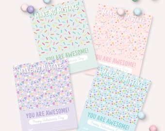 Eraser Valentine's Day Cards - Printable Make No Mistake Kids Classroom Valentines Gift - Valentine puns DIY Tag - Sprinkles Cookie Card