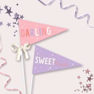 Darling Sweetheart Pennant Flags - Printable Valentine&#39;s Day Banner Flag Photo Prop - Girly Party Decor - Spring Gift Basket Flag - FEB2021