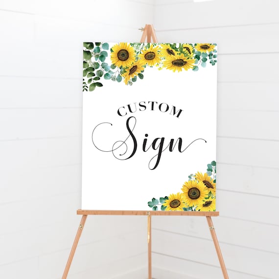 Sunflower Party Sign - Printable Sunshine Sunflower Custom Welcome Decor - Personalized Sunny Yellow Floral Wall Art Print - 0047 Il_570xn