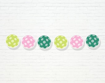 Pickleball Ball Banner - Printable Preppy Pickle ball paddle Birthday Party Garland - Racquet Racket Sports Ball Girls Party Decor - 0185