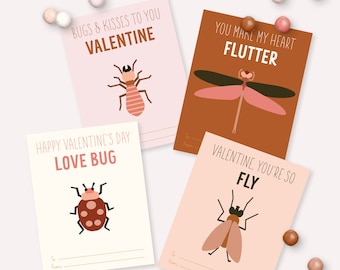 Valentine's Day Love Bug Cards - Printable Insects Classroom Valentines Gift - Valentine puns Tag - Instant - Cookie Card