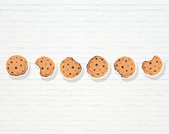 Cookie Garland - Printable One Sweet Cookie ONE First Birthday Cake Smash Banner - Chocolate Chip Milk & Cookies Party Decor - 0127